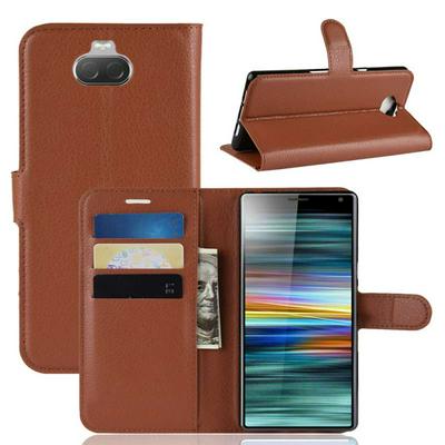 Litchi Pattern Side Flip Shockproof Anti-Scratch PU Leather + Soft TPU Card Slots with Magnetic Buckle and Stand Wallet Protective Case for Sony Xperia 10 / XA3 