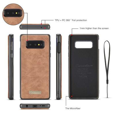 Caseme 007 Series Multi-Function PU Leather + Detachable Magnetic TPU & PC Back Cover Card Slots with Hand Rope and Magnetic Buckle Zipper Wallet Case for Samsung Galaxy S10 Lite
