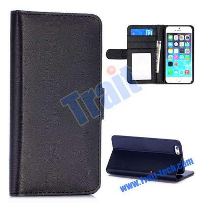 Fashion Wallet Style Card Slot Magnetic Flip Stand PC+PU Leather Case for iPhone 6 6S 4.7 inch(Black)