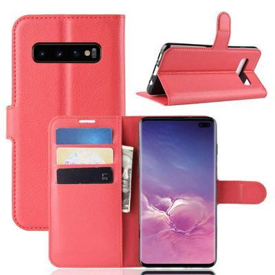 Litchi Pattern Shockproof Side Flip PU Leather + Soft TPU Card Slots with Stand and Magnetic Buckle Wallet Protective Case for Samsung Galaxy S10+ / S10 Plus