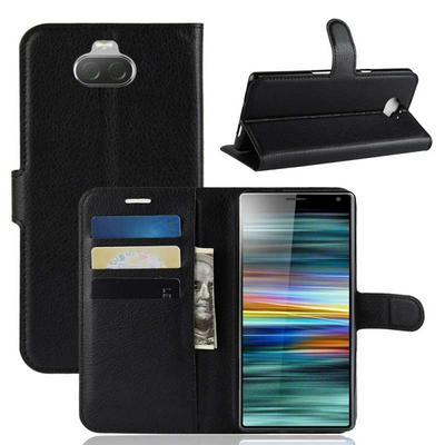 Litchi Pattern Side Flip Shockproof Anti-Scratch PU Leather + Soft TPU Card Slots with Magnetic Buckle and Stand Wallet Protective Case for Sony Xperia 10 / XA3 