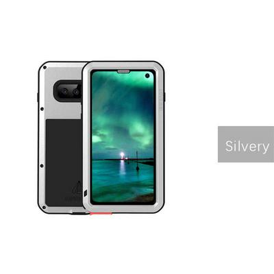 Love Mei Powerful Series Dust-Proof Shockproof Splash-Proof Detachable Silicone + Metal + Tempered Glass Hybrid Defender Back Cover Case for Samsung Galaxy S10 
