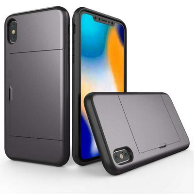 Armor 2 in 1 Shockproof with Slide Card Slot Hard PC + Soft TPU Back Cover Protective Case for iPhone XR 6.1 