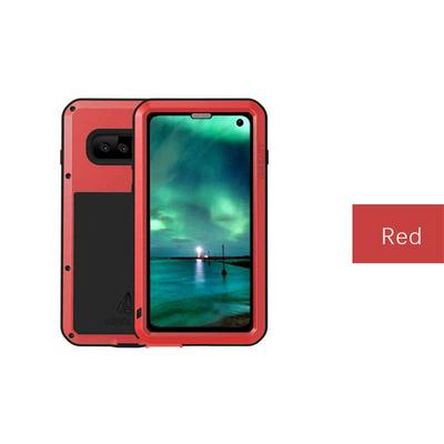 Love Mei Powerful Series Dust-Proof Shockproof Splash-Proof Detachable Silicone + Metal + Tempered Glass Hybrid Defender Back Cover Case for Samsung Galaxy S10+ / S10 Plus