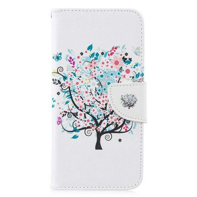 Colored Painting Shockproof Anti-Scratch Side Flip PU Leather + Soft TPU Card Slots with Magnetic Buckle and Stand Wallet Protective Case for Huawei P30 Lite