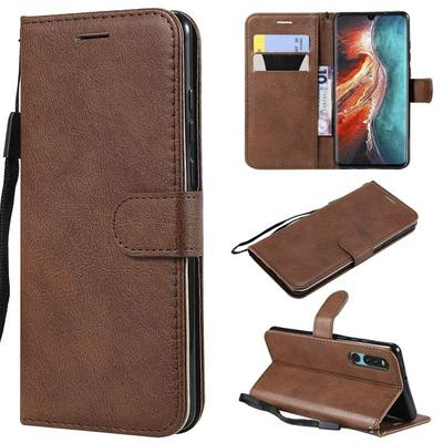 Solid Color Side Flip PU Leather + Soft TPU Picture Frame with Cards Slot Wallet Protecting Cover Case for Huawei P30