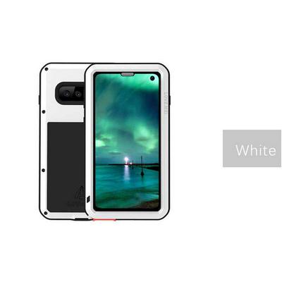 Love Mei Powerful Series Dust-Proof Shockproof Splash-Proof Detachable Silicone + Metal + Tempered Glass Hybrid Defender Back Cover Case for Samsung Galaxy S10+ / S10 Plus