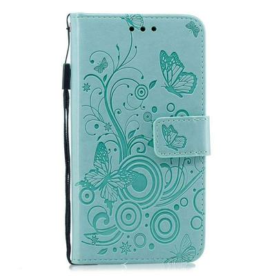 Embossed Flower Butterfly Pattern Shockproof Side Flip PU Leather + Soft TPU Wrist Strap with Card Slots Stand and Magnetic Buckle Wallet Protective Case for Samsung Galaxy J3 (2018) / J3 Star
