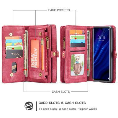 CASE ME 008 Series Vintage Shockproof Multi-Slot 2-in-1 PU Leather + Detachable Magnetic TPU & PC Back with Buckle and Picture Frame Zipper Wallet Protective Case for Huawei P30 Pro