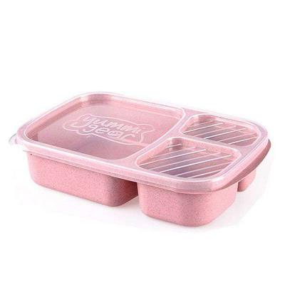 Eco-friendly Wheat Straw Lunch Box 3-Compartment Leak-proof Stackable Lunch Container