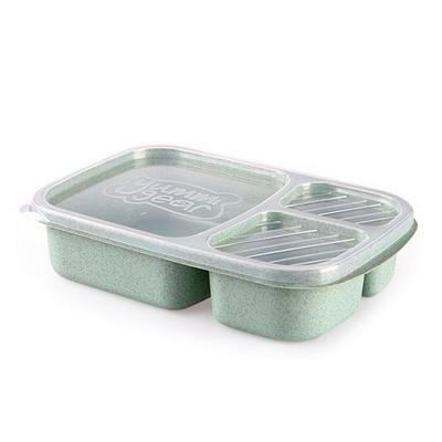 Eco-friendly Wheat Straw Lunch Box 3-Compartment Leak-proof Stackable Lunch Container