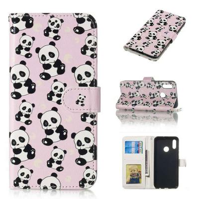 Colored Painting Lion Owl Mandala Panda PU Leather + Soft TPU Card Holder with Wallet Stand and Photo Frame Case for Huawei Honor 10 Lite