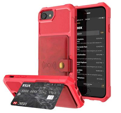 Car Magnetic Absorption Anti Fall Protection with Multi Leather Card Slots and Picture Frame Soft TPU Back Cover Protective Case for iPhone 7 / 8