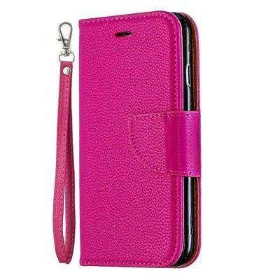 Solid Color Litchi Pattern Wrist Strap Shockproof Side Flip PU Leather + Soft TPU Stand with Magnetic Buckle and Card Slots Wallet Case for iPhone 7 / 8