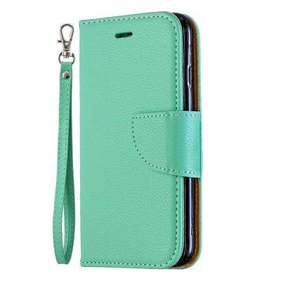 Solid Color Litchi Pattern Wrist Strap Shockproof Side Flip PU Leather + Soft TPU Stand with Magnetic Buckle and Card Slots Wallet Case for iPhone 7 / 8