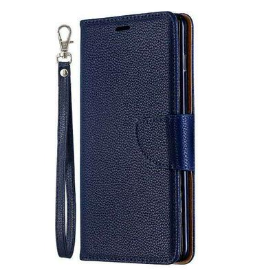 Solid Color Litchi Pattern Wrist Strap Shockproof Side Flip PU Leather + Soft TPU Stand with Magnetic Buckle and Card Slots Wallet Case for Samsung Galaxy S10+ / S10 Plus