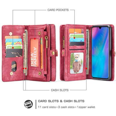 CASE ME 008 Series Vintage Shockproof Multi-Slot 2-in-1 PU Leather + Detachable Magnetic TPU & PC Back with Buckle and Picture Frame Zipper Wallet Protective Case for Huawei P30 