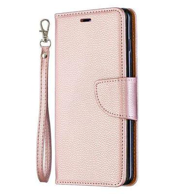 Solid Color Litchi Pattern Wrist Strap Shockproof Side Flip PU Leather + Soft TPU Stand with Magnetic Buckle and Card Slots Wallet Case for Samsung Galaxy S10 