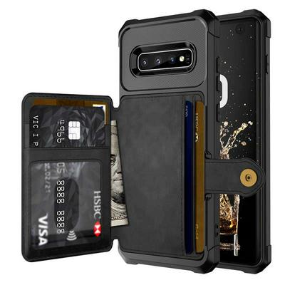 Multi-Function Car Magnetic Attraction Function Multi Card Slots Shockproof Soft TPU + PU Leather + Iron Sheet Back Cover Case for Samsung Galaxy S10