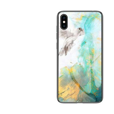 Colored Painting Marble Pattern Anti-scratch Tempered Glass Back Cover Protecting Hard Case for iPhone X / XS