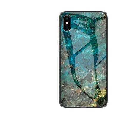 Colored Painting Marble Pattern Anti-scratch Tempered Glass Back Cover Protecting Hard Case for iPhone X / XS