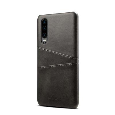 Suteni Calf Pattern with Two Card Slots Leather Coated Hard PC Back Cover Protective Phone Case for Huawei P30