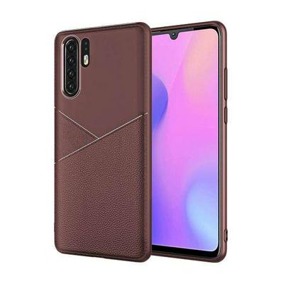 Soft Leather-like Phone Case Anti-scratch Non-slip TPU Cover Plain Protective Case in Business Style for Huawei P30 Pro