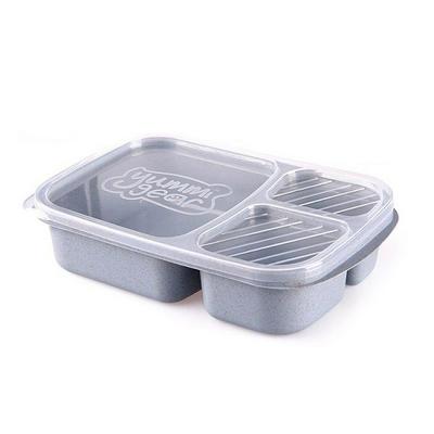 Eco-friendly Wheat Straw Lunch Box 3-Compartment Leak-proof Stackable Lunch Container