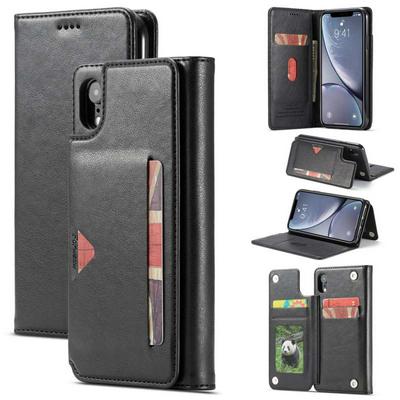 Solid Color Shockproof Side Flip PU Leather + Soft TPU Card Slots and Stand Wallet Case for iPhone XR 6.1