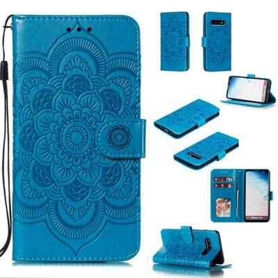 Mandala Pattern PU Leather + Soft TPU Wrist Strap with Card Slots Stand and Picture Wallet Cover Case for Samsung Galaxy S10 