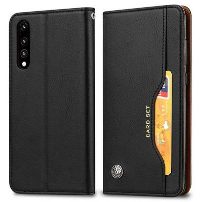 Knead Skin Pattern with Wallet External Card Slots Picture Photo Frame Stand Magnetic Closed PU Leather + TPU Protector Cover Case for Huawei P30
