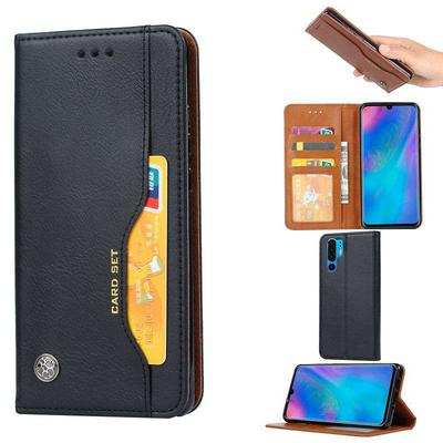 Knead Skin Pattern with Wallet External Card Slots Picture Photo Frame Stand Magnetic Closed PU Leather + TPU Protector Cover Case for Huawei P30 Pro 