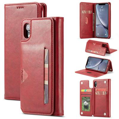 Solid Color Shockproof Side Flip PU Leather + Soft TPU Card Slots and Stand Wallet Case for iPhone XR 6.1