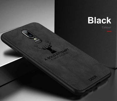 Deer Pattern Cloth PU Leather Coated Soft TPU Hybrid Back Cover Protective Case for OnePlus 7 Pro