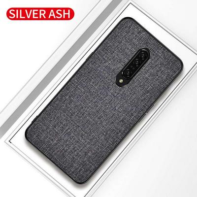 Canvas PU Leather Coated PC + Soft TPU Rudder Frame Back Cover Case for OnePlus 7 Pro