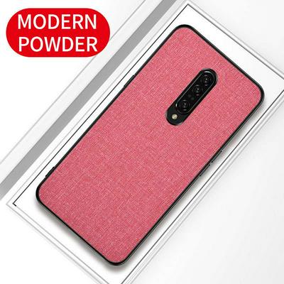 Canvas PU Leather Coated PC + Soft TPU Rudder Frame Back Cover Case for OnePlus 7 Pro