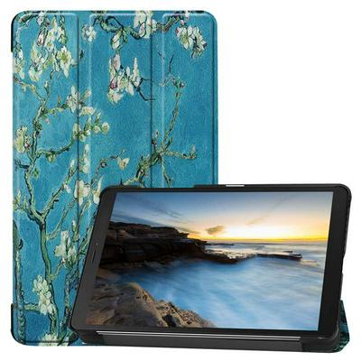 Tri-Fold Support Girl Plum Butterfly Colored Painting Pattern Side Flip Stand PC + PU Leather Case for Samsung Galaxy Tab A 8.0 2019 t295 t290