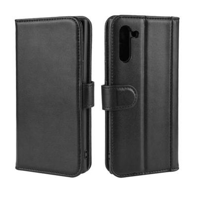 Side Flip Wallet Style Genuine Leather + Soft TPU Card Slots with Stand and Magnetic Buckle Case for Samsung Galaxy Note 10