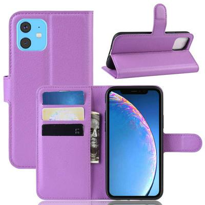 Lichee Pattern Side Flip Wallet Style PU Leather + Soft TPU Card Holder with Stand and Magnetic Buckle Case for Apple 2019（6.1）