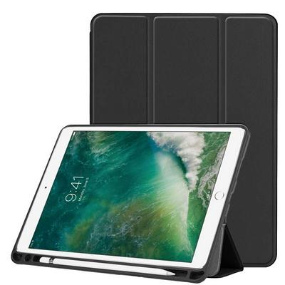 Custer Pattern Trid-fold Viewing Stand PU Leather + TPU with Pen Holder Slot and Smart Wake Sleep Protective Case for iPad Air (2019) / iPad Air 3