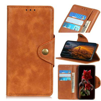 Wallet Case for Samsung Galaxy Note 10+, Sheepskin-like Synthetic Leather Case with Bronze Snap Fastener and Kickstand