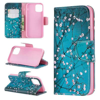 Feather Plum Giraffe Colored Painting Shockproof PU Leather + Soft TPU with Card Slots Stand Wallet Protective Case for  Apple 2019 (5.8)