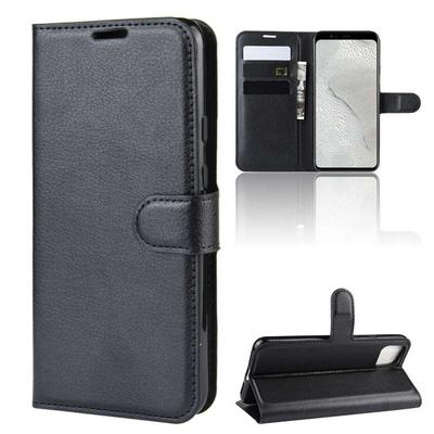 Lichee Pattern Side Flip Wallet Style PU Leather + Soft TPU Card Holder with Stand and Magnetic Buckle Case for Google Pixel 4 XL