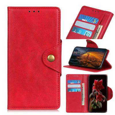 Wallet Case for Samsung Galaxy Note 10+, Sheepskin-like Synthetic Leather Case with Bronze Snap Fastener and Kickstand