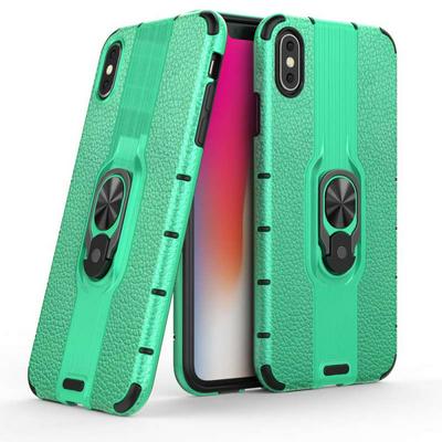 Litchi Texture PC + TPU Combination Case with Magnetic Ring Holder For  iPhone Xs Max 6.5
