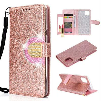 Bling Wallet Case for iPhone 2019 5.8inch, Glitter Leather Phone Case with Mirror and Wrist Strap