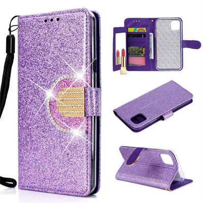 Bling Wallet Case for iPhone 2019 5.8inch, Glitter Leather Phone Case with Mirror and Wrist Strap