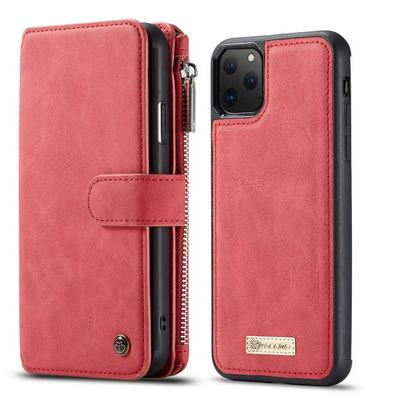 CaseMe Clamshell iPhone 6.5 inch Phone Case Real leather Business Phone Case Zipper Wallet Bracket Mobile Phone Case for 2019 iPhone 6.5 inch Case