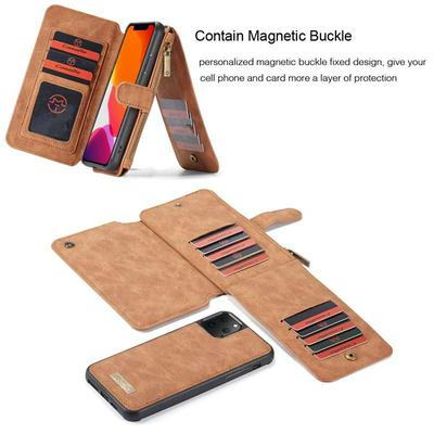 CaseMe Clamshell iPhone 5.8 inch Phone Case Real leather Business Phone Case Zipper Wallet Bracket Mobile Phone Case for 2019 iPhone 5.8 inch Case