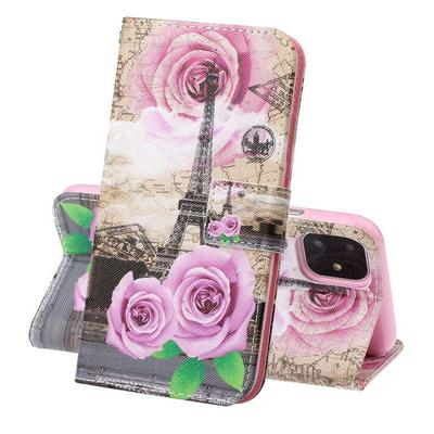 Painted Wallet Case for iPhone 2019 6.1inch, Beautifully Colored Phone Case with Hidden Kickstand